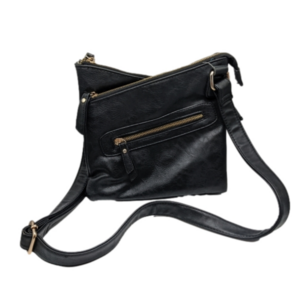 Charming Charlie Black Zigzag Leather Handbag